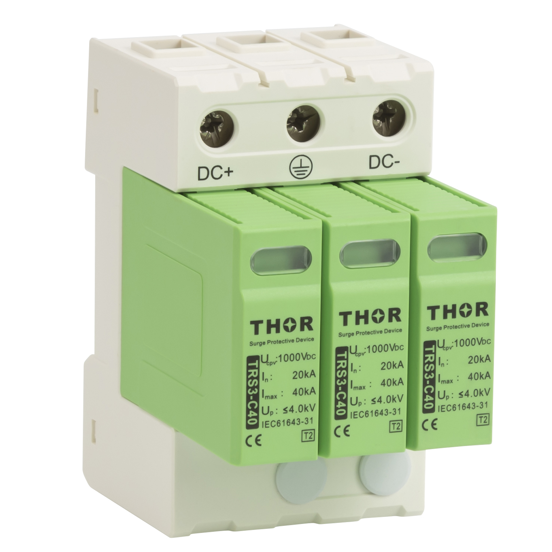 Dispositivo de protección contra sobretensiones fotovoltaicas tipo 1+ 2 CC serie TRS3